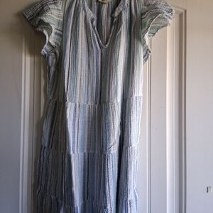 Style & Co. Blue and White Striped Midi Dress